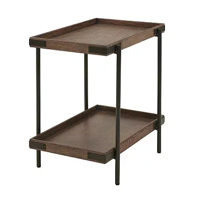Kirkland's Mahogany Tray Top And Shelf Wood Accent Table In Brown