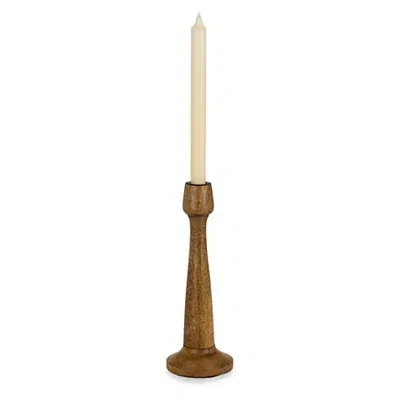 Kirkland's Mango Wood Taper Candle Holder In Brown