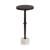 Kirkland's Marble And Black Metal Round Accent Table In Black