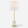 Kirkland's Marble And Gold Turret Buffet Lamp In White