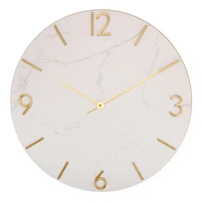 Kirkland's Marble And Gold Wall Clock In White