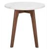 Kirkland's Marble And Walnut Round Mari Accent Table In Brown