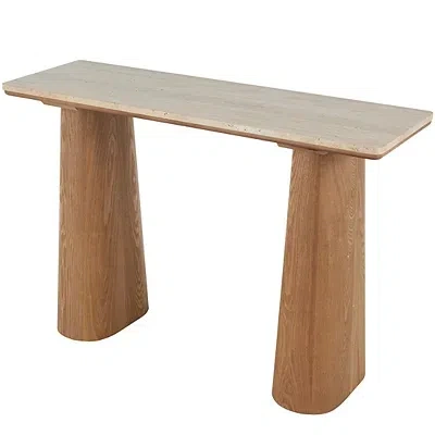 Kirkland's Marble And Wood Console Table In Brown