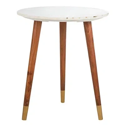 Kirkland's Marble Round Valerie Accent Table In Brown