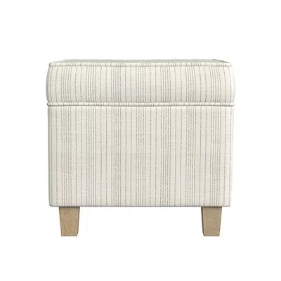 Kirkland's Marigold Stripe Upholstered Square Storage Ottoman In White