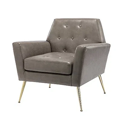 Kirkland's Maris Gray Faux Leather Accent Chair