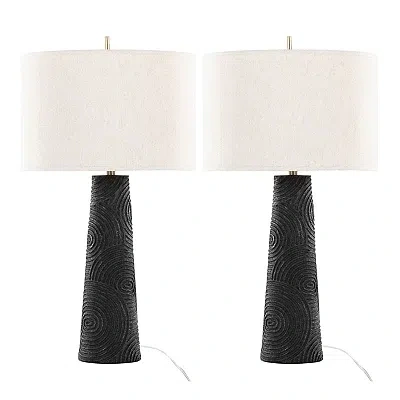 Kirkland's Matte Black Tapered Kona Table Lamps In Multi