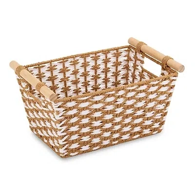 Kirkland's Medium Natural Rope Wood Handle Basket In Multi