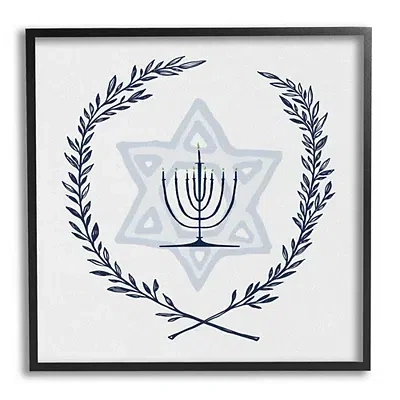 Kirkland's Menorah Wreath Framed Art Print In White