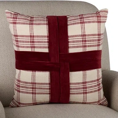 Kirkland's Merlot Plaid Velvet Cross Pillow In Multi