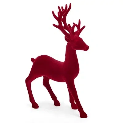 Kirkland's Merlot Velvet Standing Deer Figurine In Red