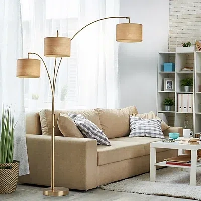 Kirkland's Metal 3-arm Arched Floor Lamp In Gold