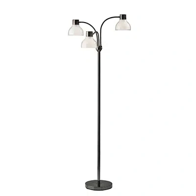 Kirkland's Metal 3-arm Frosted Shade Floor Lamp In Black
