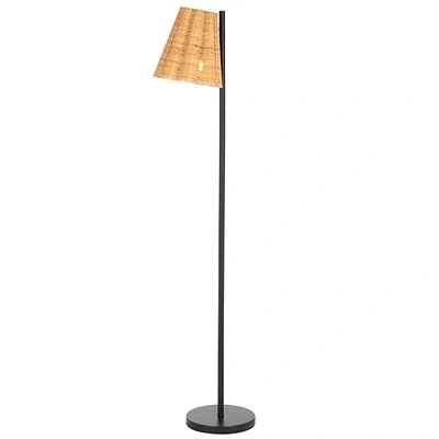 Kirkland's Metal And Cane Floor Lamp In Brown