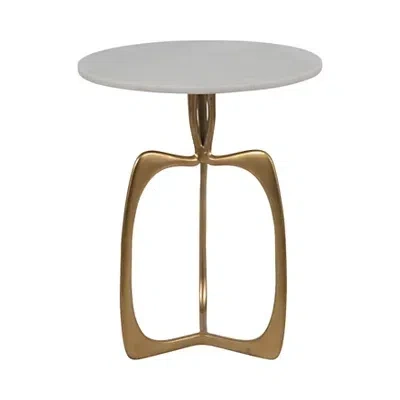 Kirkland's Metal And Marble Modern Abstract Accent Table In White