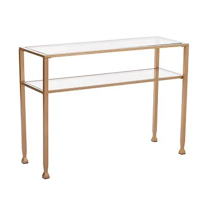 Kirkland's Metal And Tempered Glass Console Table In Gold