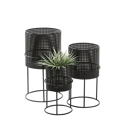 Kirkland's Metal Basket Weave Planters In Black