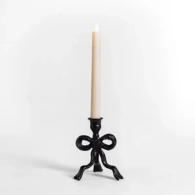 Kirkland's Metal Bow Taper Candle Holder In Black