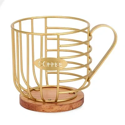 Kirkland's Metal Coffee Cup Basket In Gold