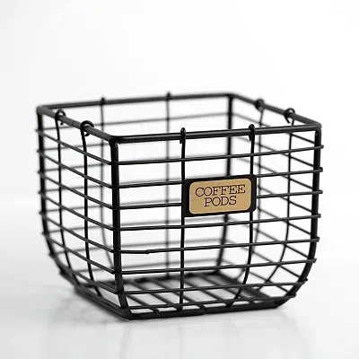 Kirkland's Metal Coffee Pod Basket In Black