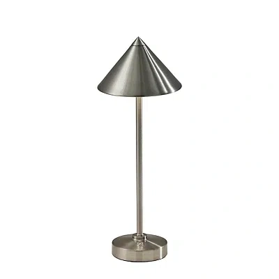 Kirkland's Metal Cone Shade Cordless Table Lamp In Silver