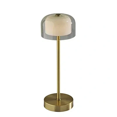 Kirkland's Metal Cordless Lamp With Clear Shade In Gold