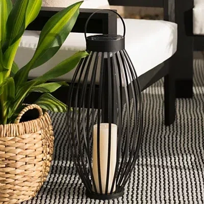 Kirkland's Metal Curved Solar Lantern In Black