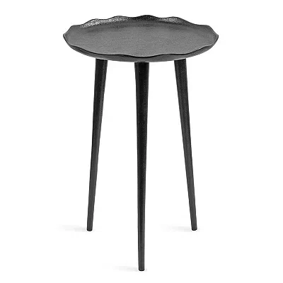 Kirkland's Metal Deckled Edge Round Side Table In Black
