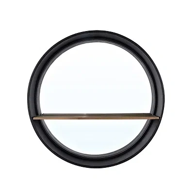 Kirkland's Metal Deep Frame Wall Mirror With Shelf In Black