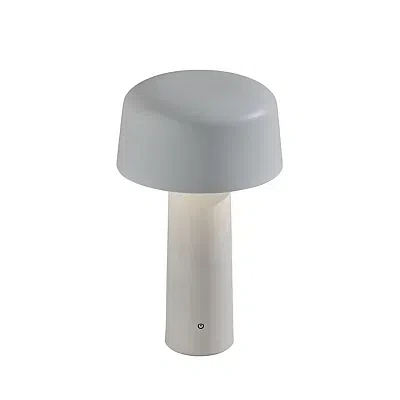 Kirkland's Metal Dome Frosted Light Cordless Table Lamp In White