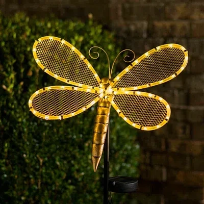 Kirkland's Metal Dragonfly Solar Stake In Gold