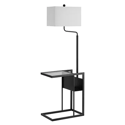Kirkland's Metal Floor Lamp With Glass Tabletop In White
