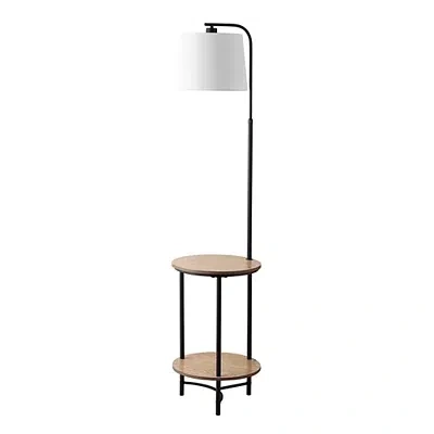 Kirkland's Metal Floor Lamp With Wood Shelves In Multi