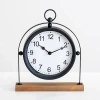 Kirkland's Metal Frame With Wood Base Tabletop Clock In Multi