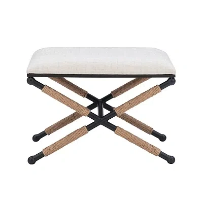 Kirkland's Metal Legs Bench With Rope Detail In White