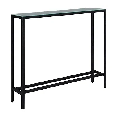 Kirkland's Metal Mirrored Top Slim Console Table In Black