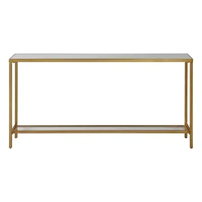 Kirkland's Metal Mirrored Top Slim Console Table In Gold