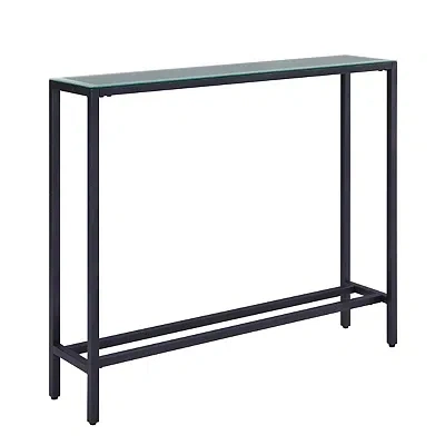 Kirkland's Metal Mirrored Top Slim Console Table In Gray