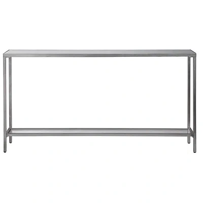 Kirkland's Metal Mirrored Top Slim Console Table In Silver