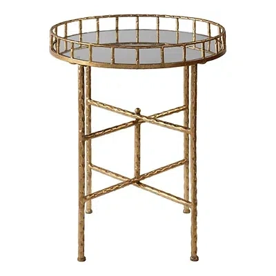 Kirkland's Metal Mirrored Tray Accent Table In Gold