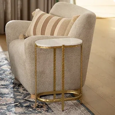 Kirkland's Metal Oval Stella Cocktail Table In White