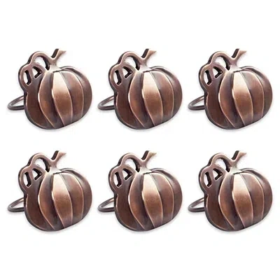 Kirkland's Metal Pumpkin Napkin Rings In Brown