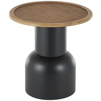 Kirkland's Metal Rattan Pedestal Accent Table In Multi