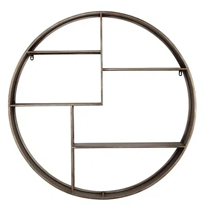 Kirkland's Metal Round Frame Wall Shelf In Brown