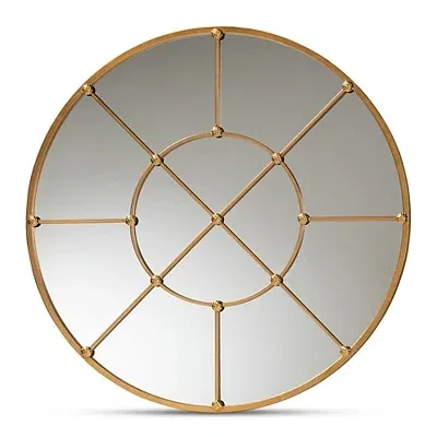 Kirkland's Metal Round Geometric Pane Wall Mirror In Gold