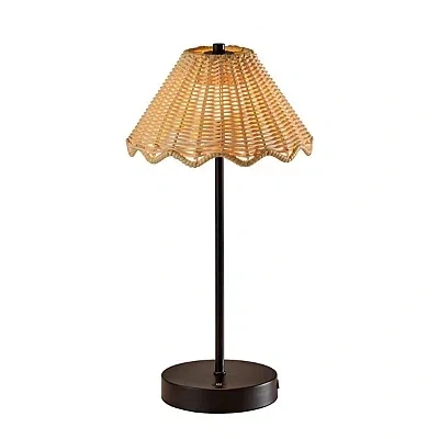 Kirkland's Metal Scalloped Shade Cordless Table Lamp In Black