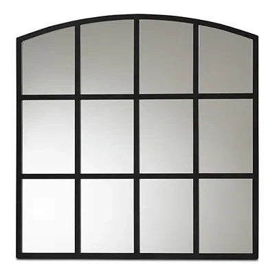 Kirkland's Metal Windowpane Arched Wall Mirror In Black