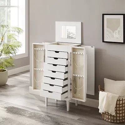 Kirkland's Mid-century Modern White Jewelry Armoire
