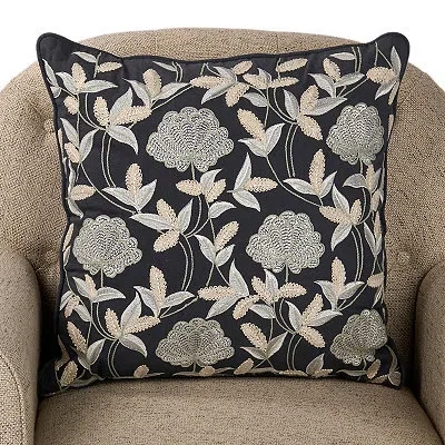 Kirkland's Midnight Blue Embroidered Floral Pillow In Multi