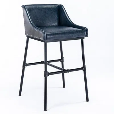 Kirkland's Midnight Blue Faux Leather Parlor Bar Stool
